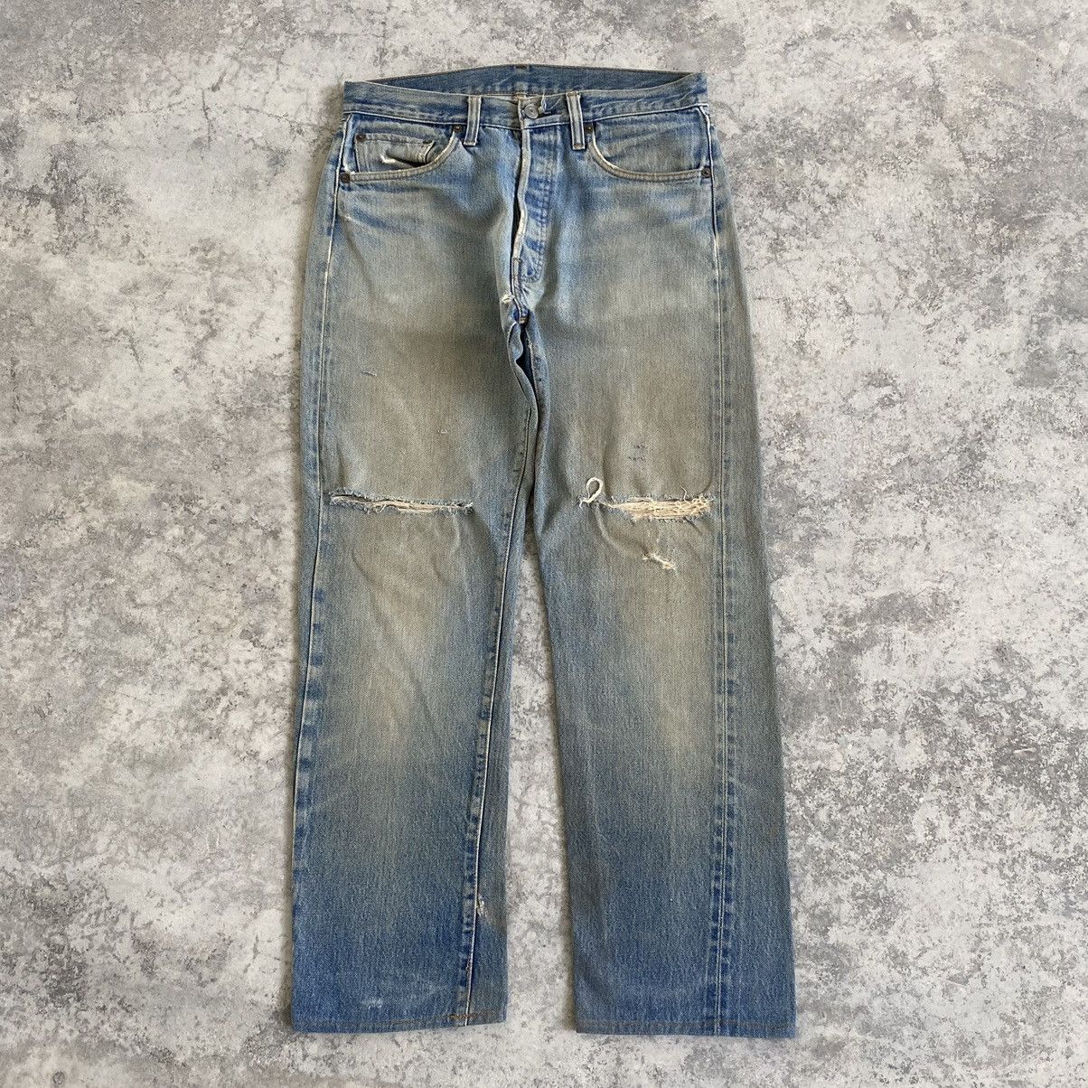 Levi's Vintage 70’s 80's Levi's 501 Ripped Selvedge Denim Jeans Size US 31 - 1 Thumbnail