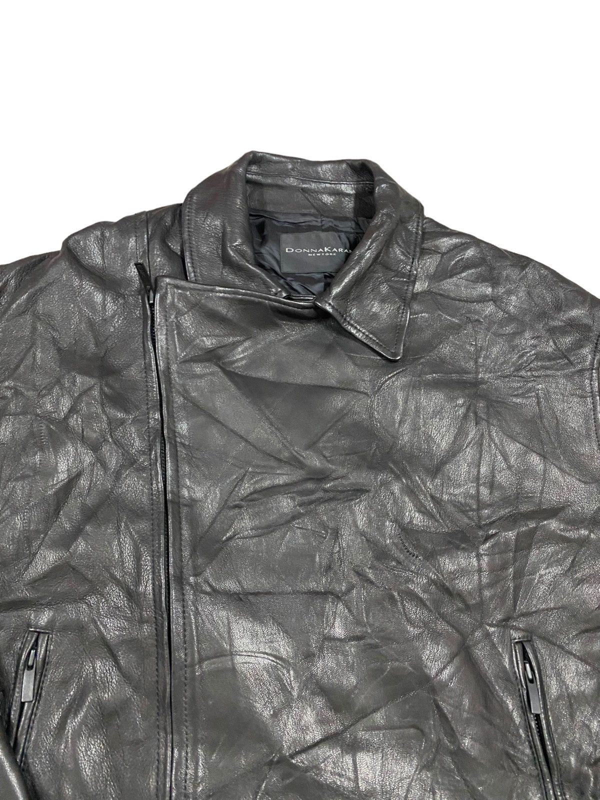 Diesel × Donna Karan Vtg🌑Donna Karan New York Double Collar Leather Jacket Size US XL / EU 56 / 4 - 12 Thumbnail