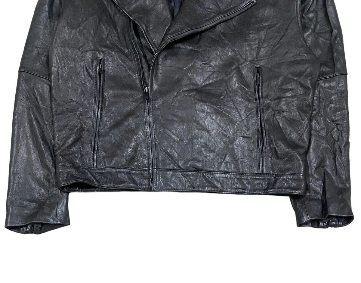 Diesel × Donna Karan Vtg🌑Donna Karan New York Double Collar Leather Jacket Size US XL / EU 56 / 4 - 4 Thumbnail
