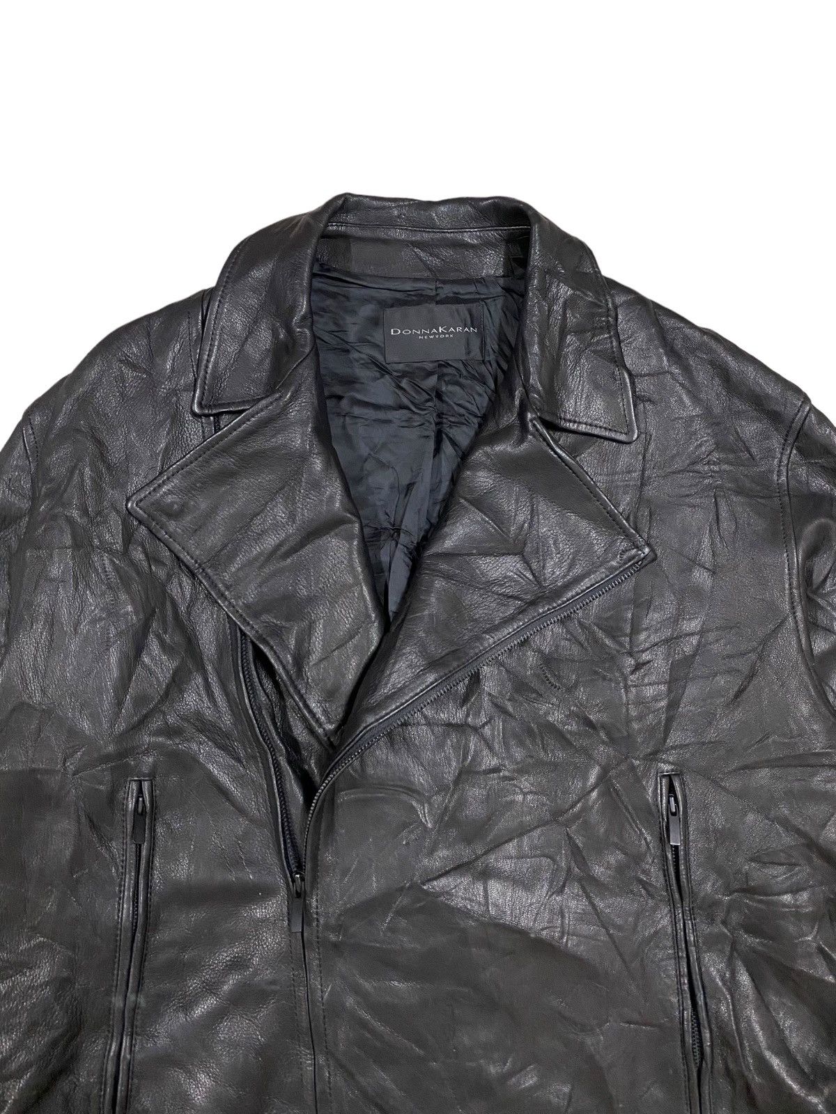 Diesel × Donna Karan Vtg🌑Donna Karan New York Double Collar Leather Jacket Size US XL / EU 56 / 4 - 3 Thumbnail