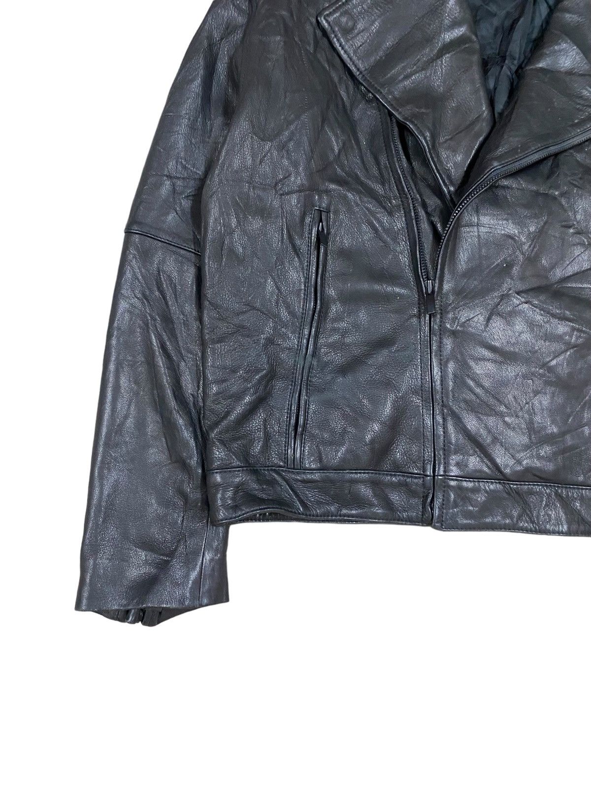 Diesel × Donna Karan Vtg🌑Donna Karan New York Double Collar Leather Jacket Size US XL / EU 56 / 4 - 7 Thumbnail