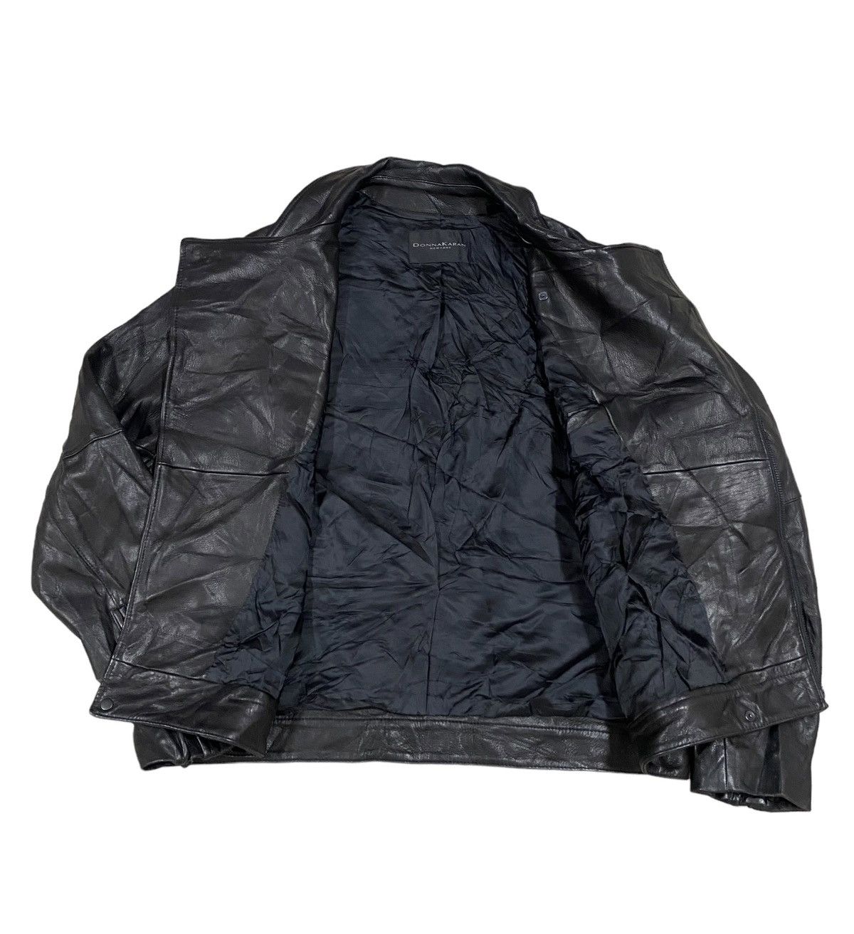 Diesel × Donna Karan Vtg🌑Donna Karan New York Double Collar Leather Jacket Size US XL / EU 56 / 4 - 11 Thumbnail