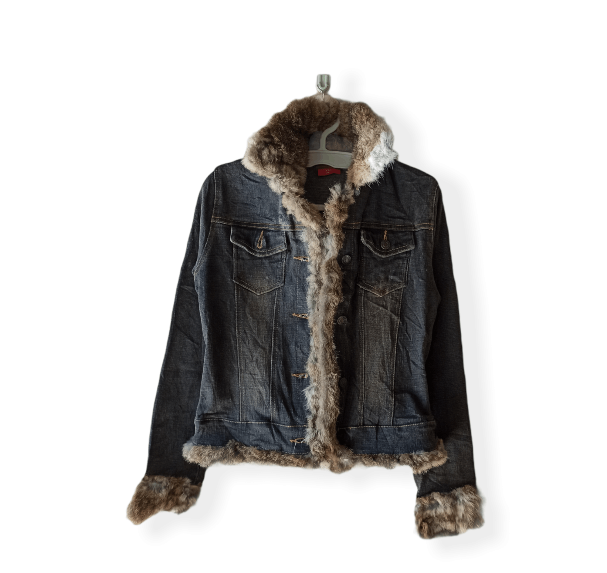 Japanese Brand Slang Denim Jacket With Fur Collar Size M / US 6-8 / IT 42-44 - 1 Thumbnail