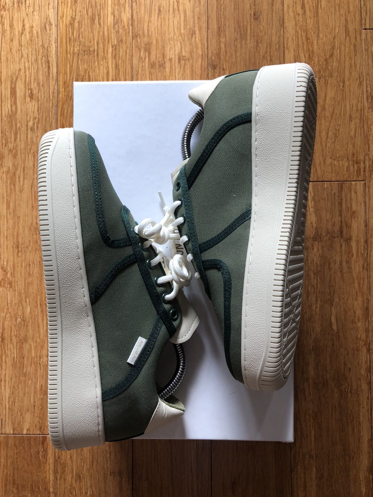 Aime Leon Dore ALD Q14 US 5 green cream canvas leather sneakers nyc Size US 5 / EU 37 - 2 Thumbnail