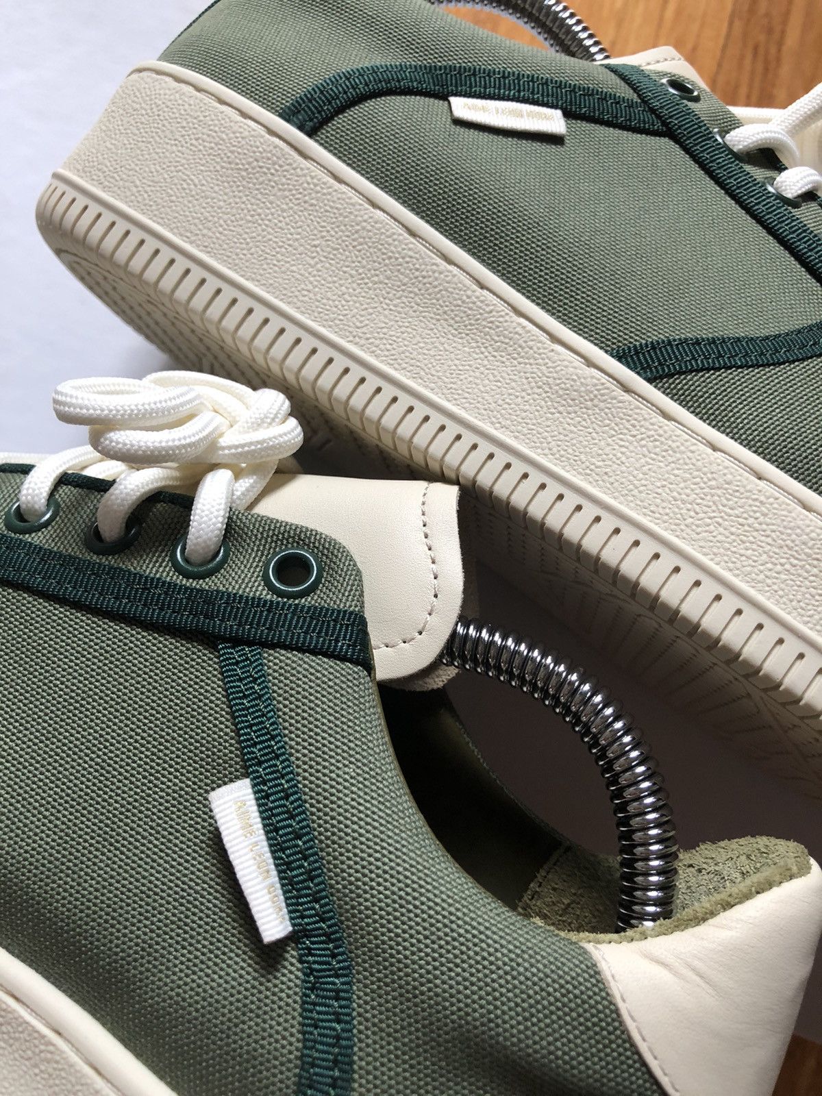 Aime Leon Dore ALD Q14 US 5 green cream canvas leather sneakers nyc Size US 5 / EU 37 - 5 Thumbnail