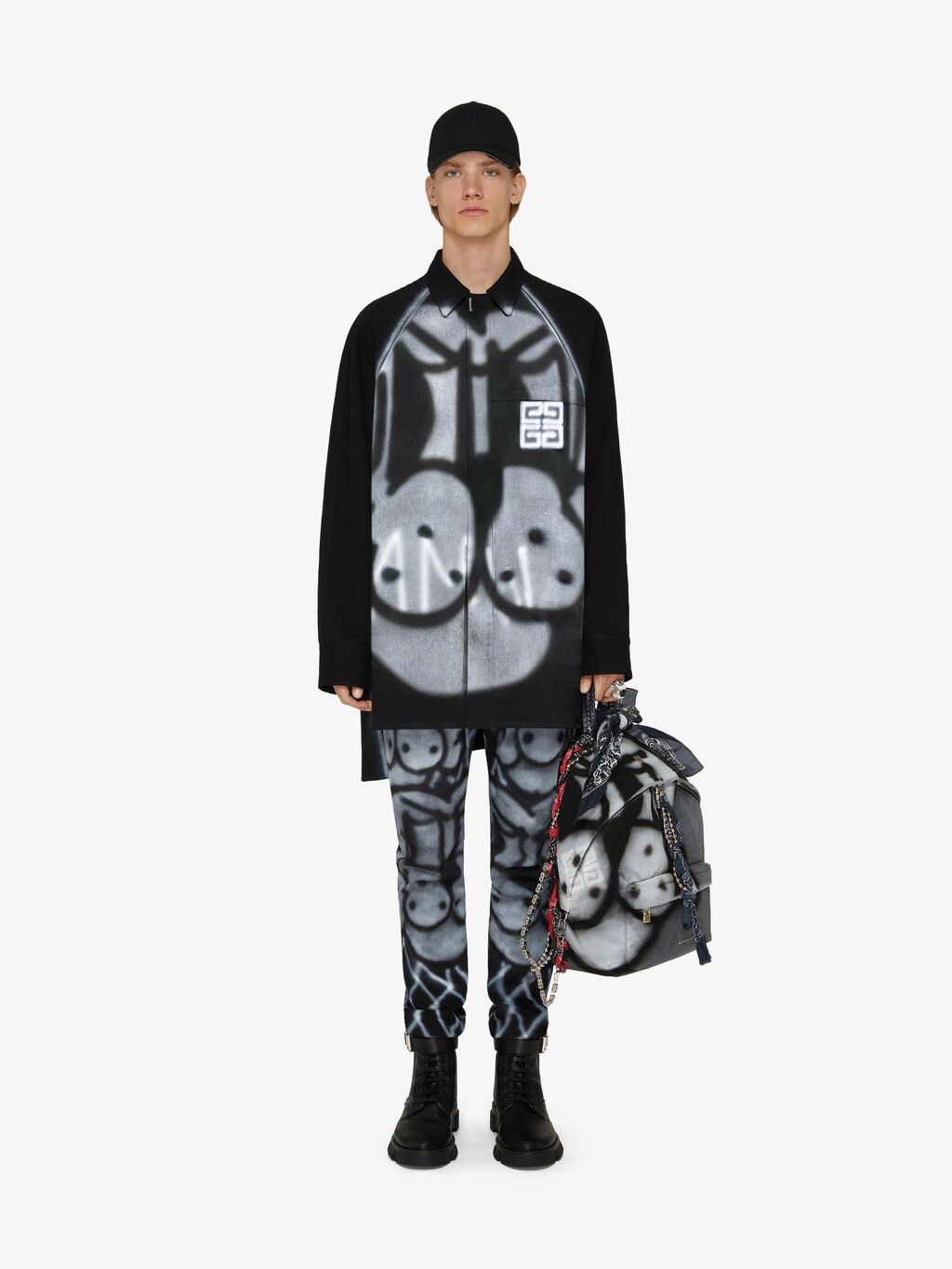 Givenchy x Chito Black Graffiti Rottweiler Overshirt Size US XS / EU 42 / 0 - 3 Thumbnail