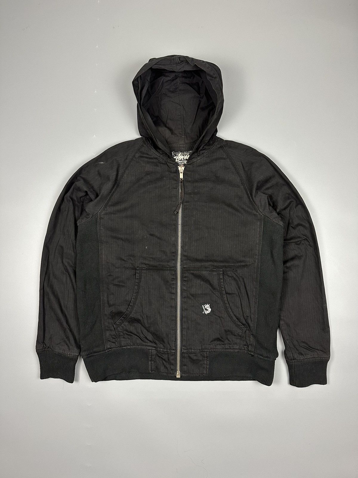 image of Stussy All Plain Pocket Hoodies in Black, Men's (Size 2XL)