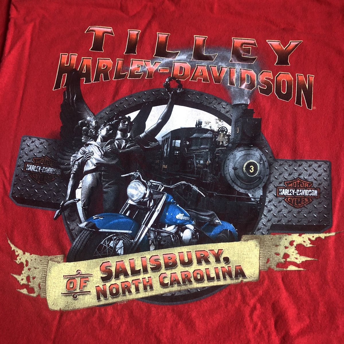 Harley Davidson Vintage 2000s Harley Davidson Tilley Train Graphic Logo Tee Size US M / EU 48-50 / 2 - 4 Thumbnail