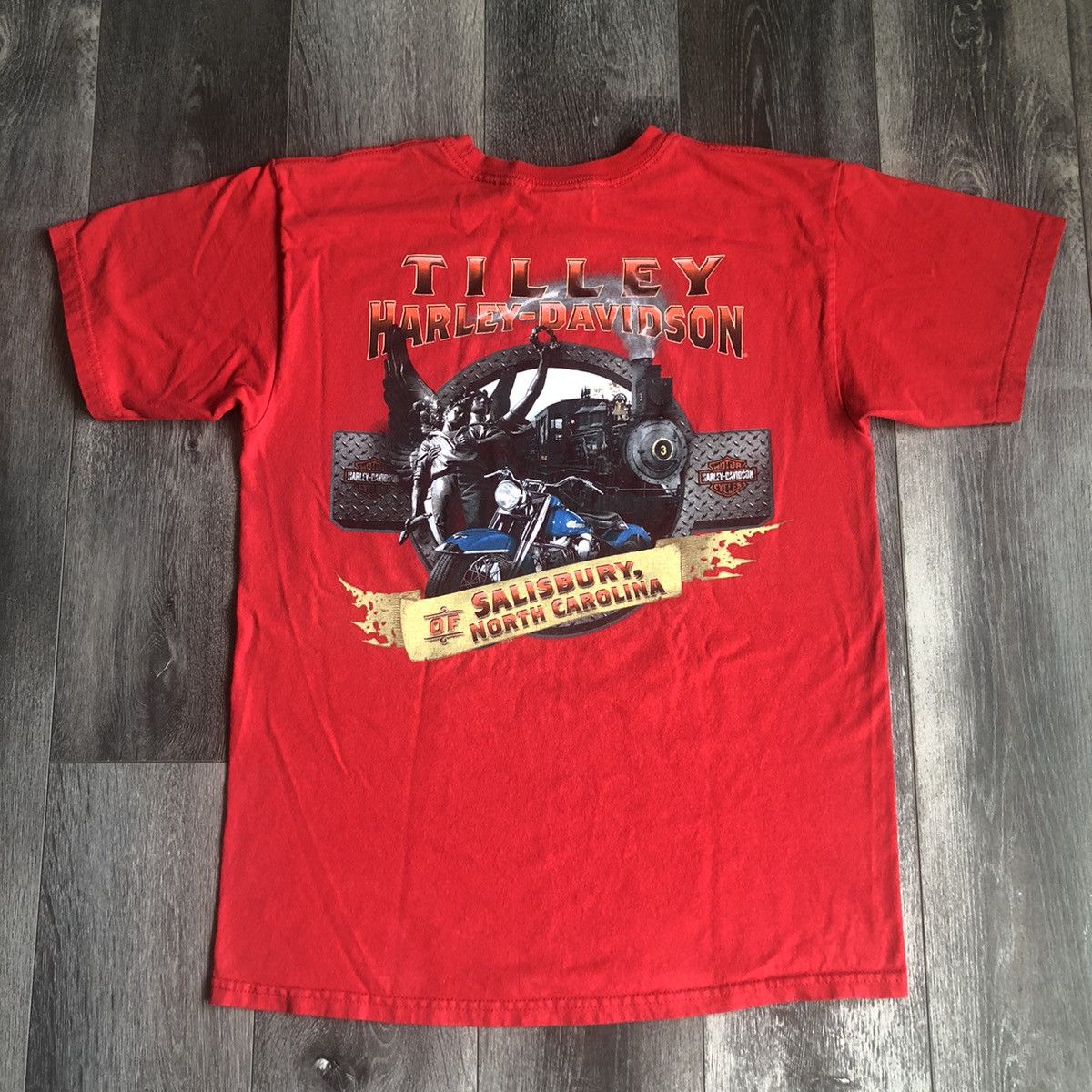 Harley Davidson Vintage 2000s Harley Davidson Tilley Train Graphic Logo Tee Size US M / EU 48-50 / 2 - 2 Thumbnail