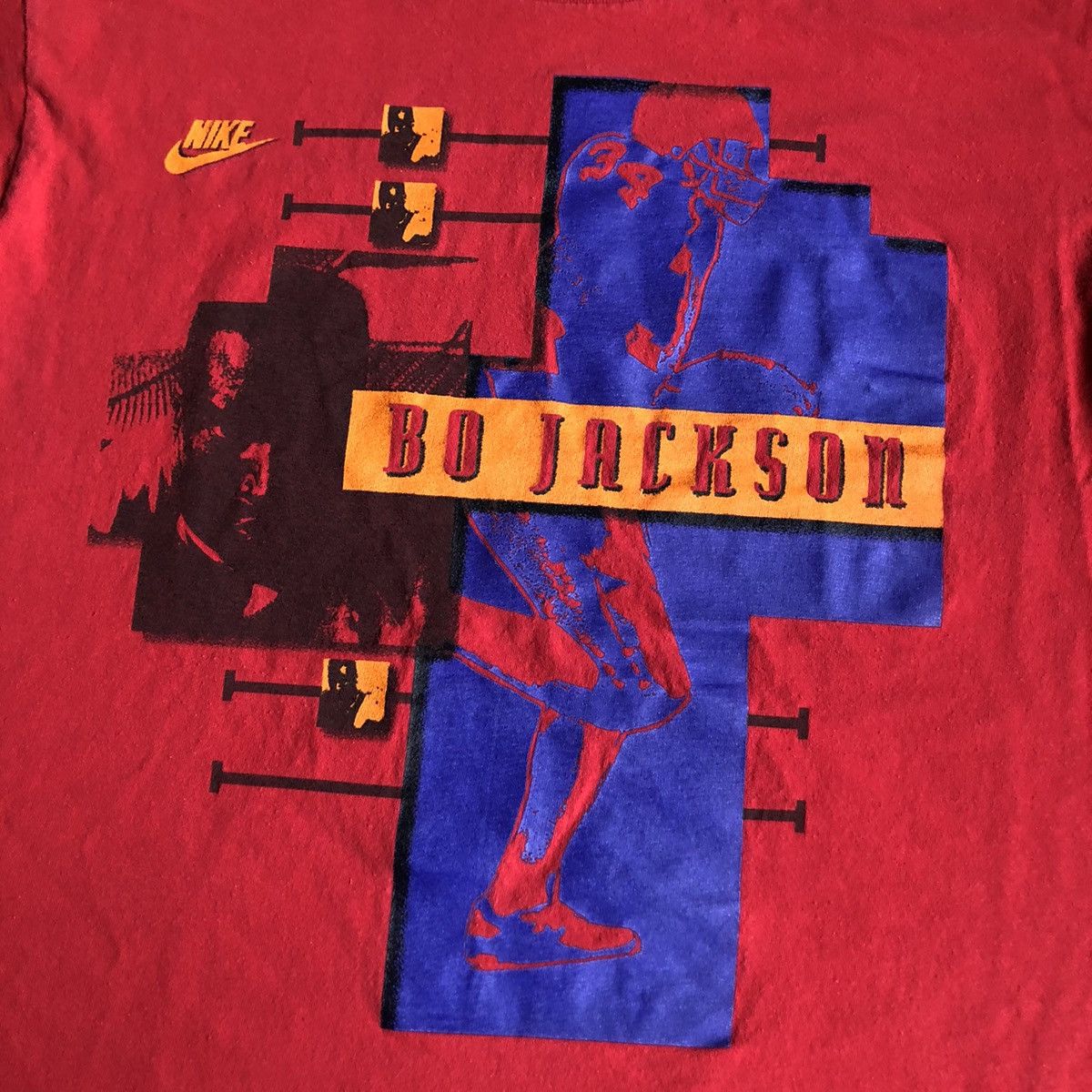 Nike Vintage 1990s Nike Bo Jackson NFL Football Graphic Logo Tee Size US L / EU 52-54 / 3 - 3 Thumbnail
