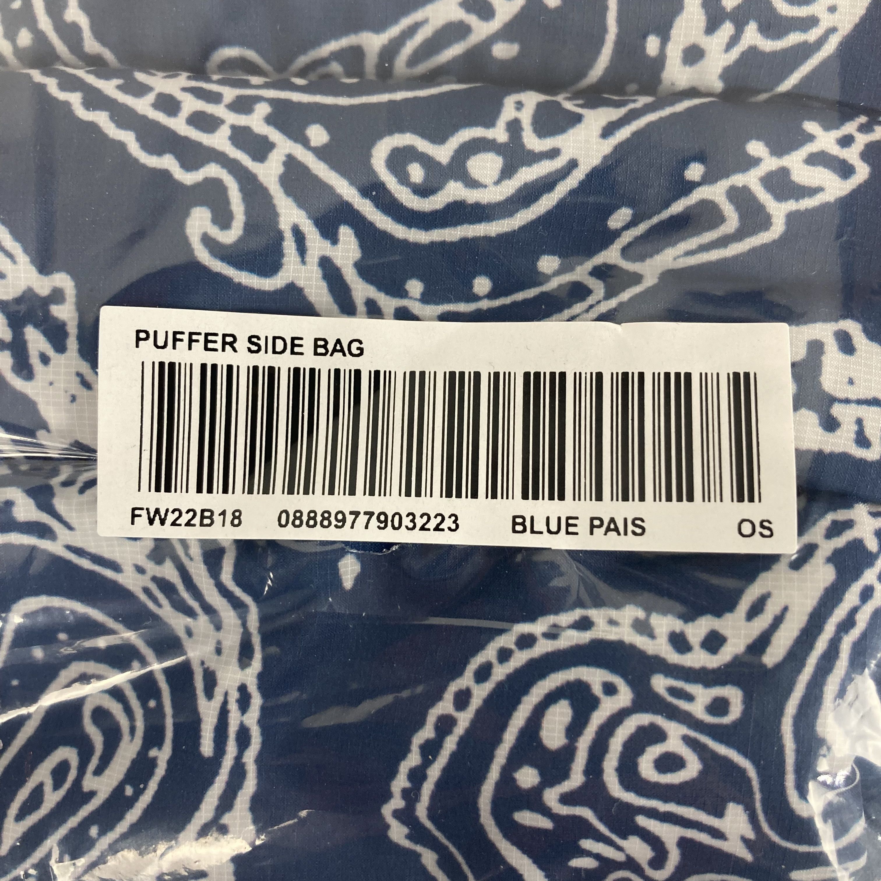 Supreme Puffer Side Bag FW22 Blue Paisley Size ONE SIZE - 3 Thumbnail