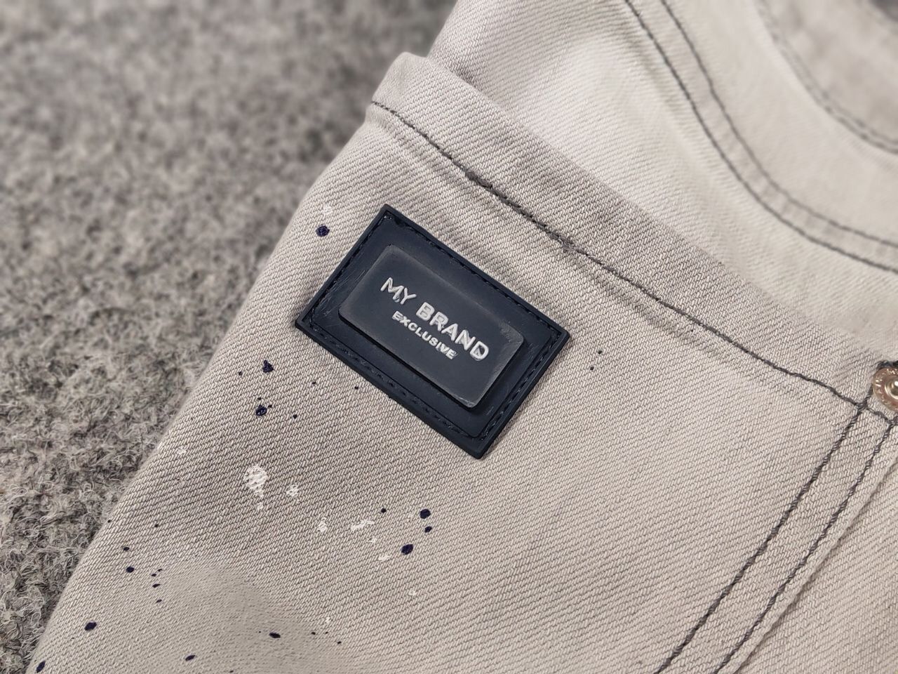 Japanese Brand Designer My Brand Slim Jeans Distressed Paint Gray Denim Size US 33 - 18 Thumbnail