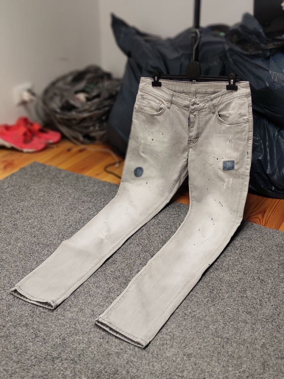 Japanese Brand Designer My Brand Slim Jeans Distressed Paint Gray Denim Size US 33 - 22 Thumbnail