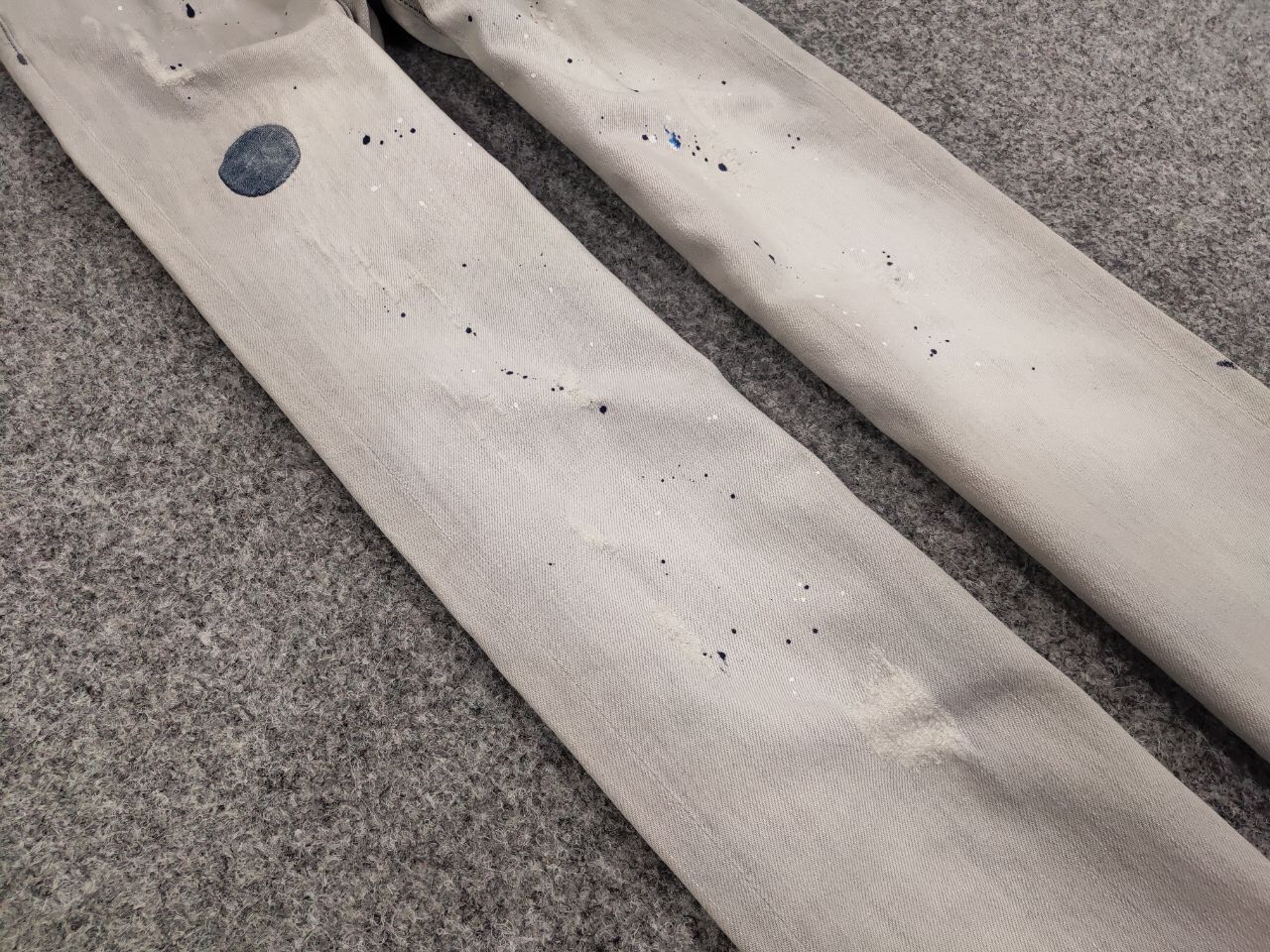 Japanese Brand Designer My Brand Slim Jeans Distressed Paint Gray Denim Size US 33 - 9 Thumbnail