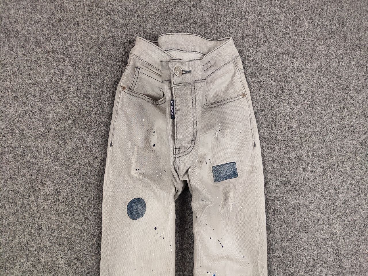 Japanese Brand Designer My Brand Slim Jeans Distressed Paint Gray Denim Size US 33 - 7 Thumbnail