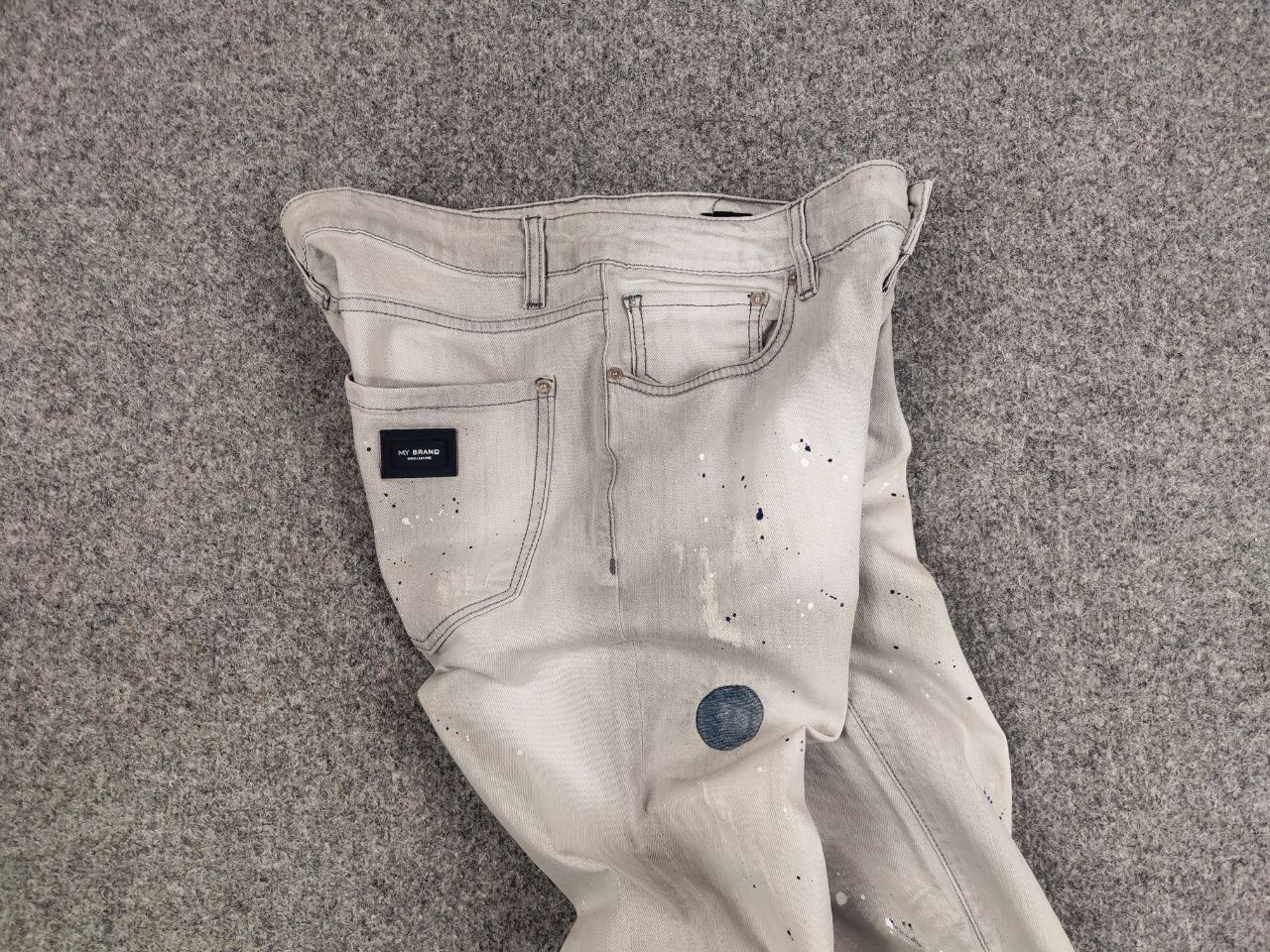 Japanese Brand Designer My Brand Slim Jeans Distressed Paint Gray Denim Size US 33 - 17 Thumbnail
