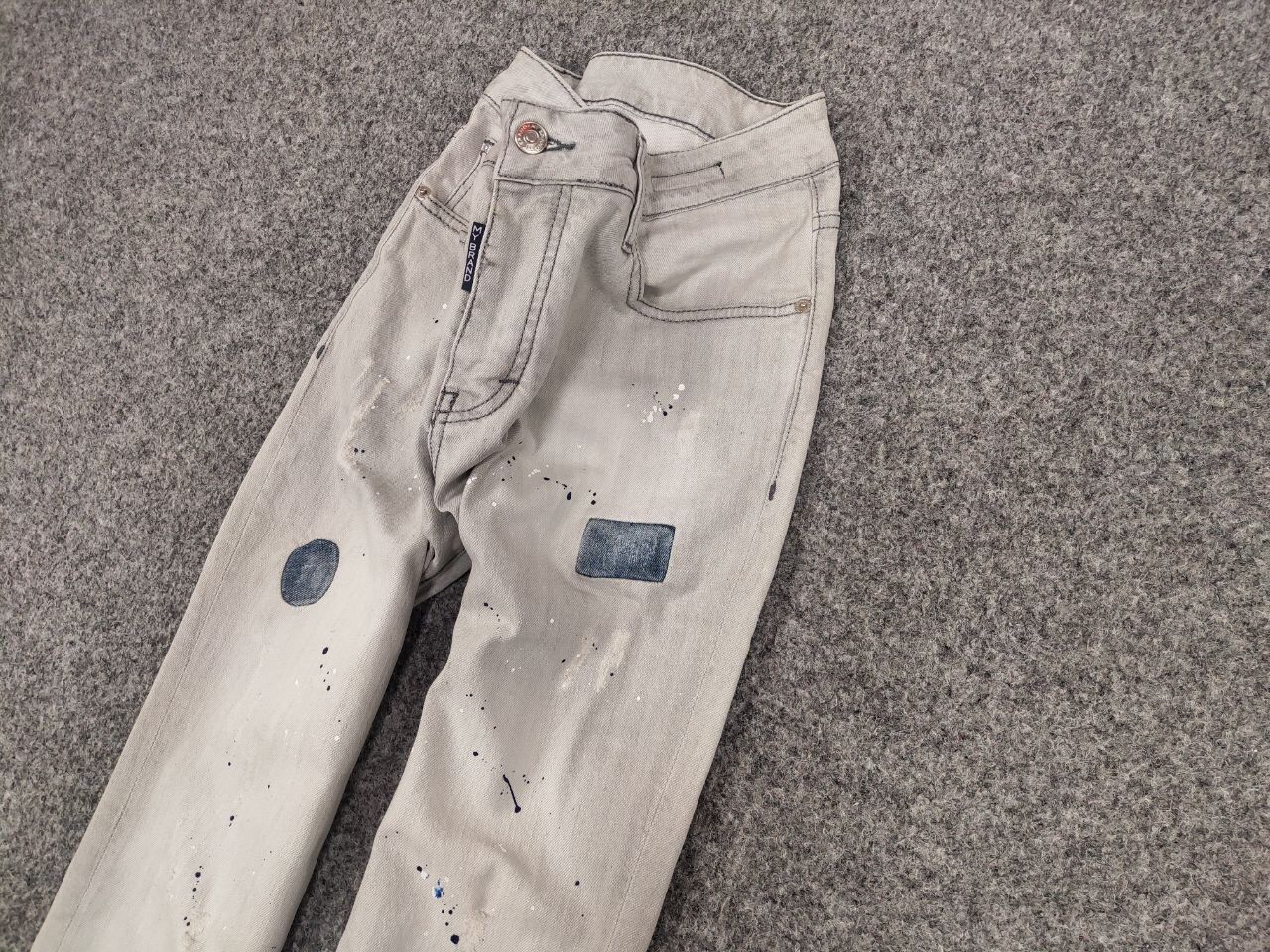 Japanese Brand Designer My Brand Slim Jeans Distressed Paint Gray Denim Size US 33 - 4 Thumbnail