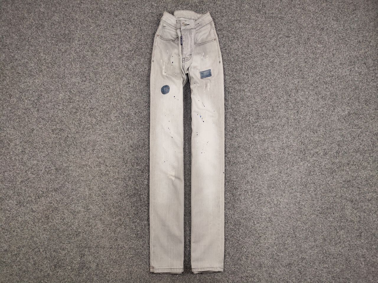 Japanese Brand Designer My Brand Slim Jeans Distressed Paint Gray Denim Size US 33 - 1 Thumbnail