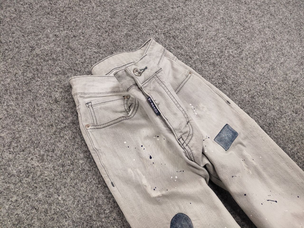 Japanese Brand Designer My Brand Slim Jeans Distressed Paint Gray Denim Size US 33 - 11 Thumbnail