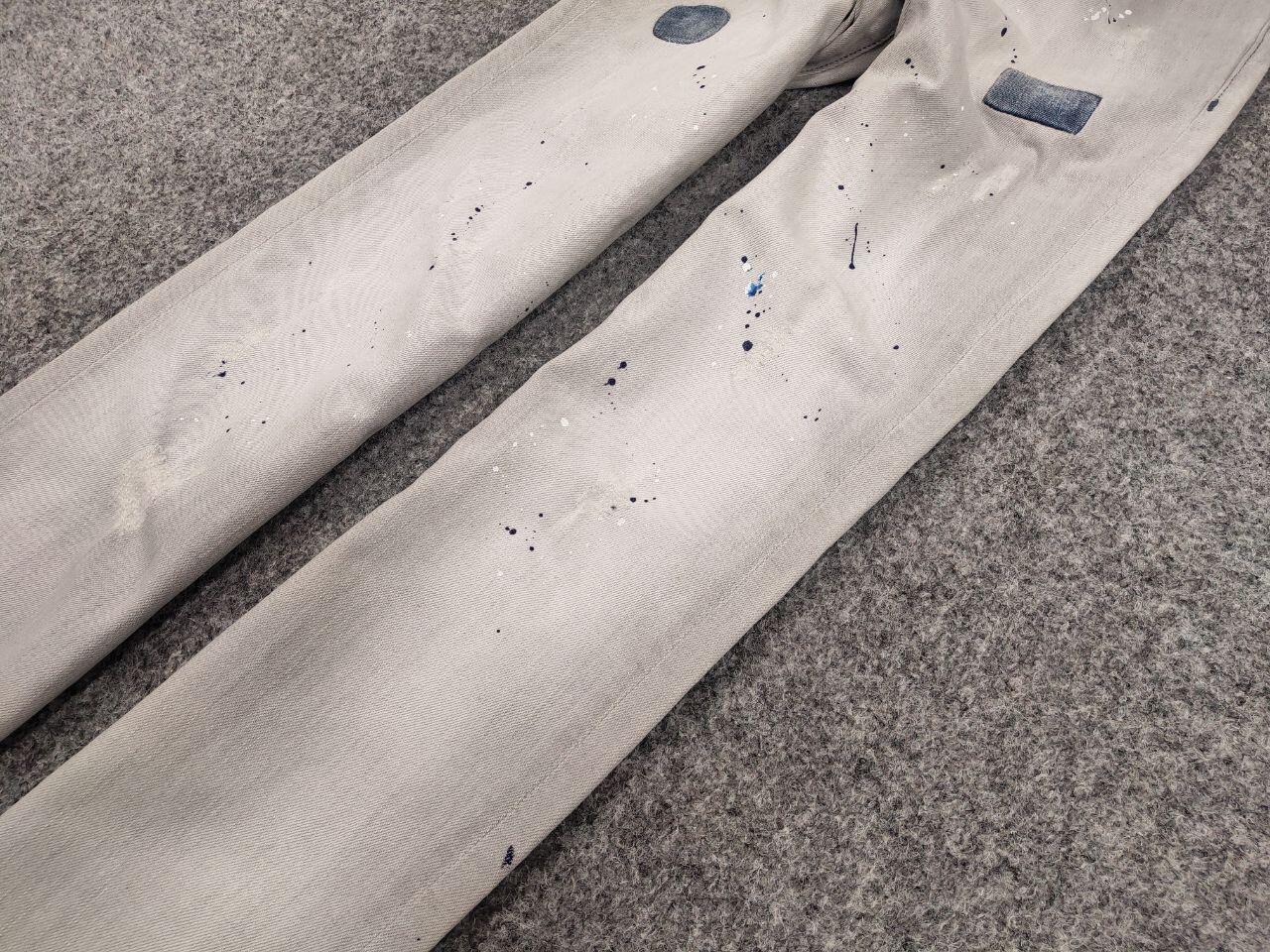 Japanese Brand Designer My Brand Slim Jeans Distressed Paint Gray Denim Size US 33 - 5 Thumbnail