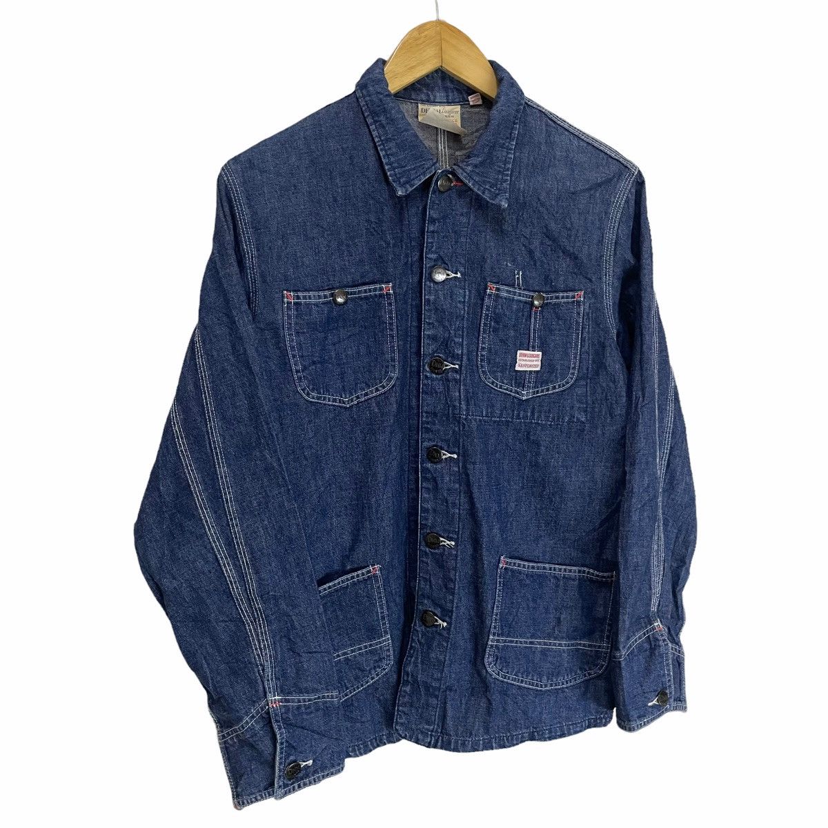 Blue Blue Japan 💥 DENIM DUNGAREE SANFORIZED CHORE WORKER JACKET Size US S / EU 44-46 / 1 - 4 Thumbnail
