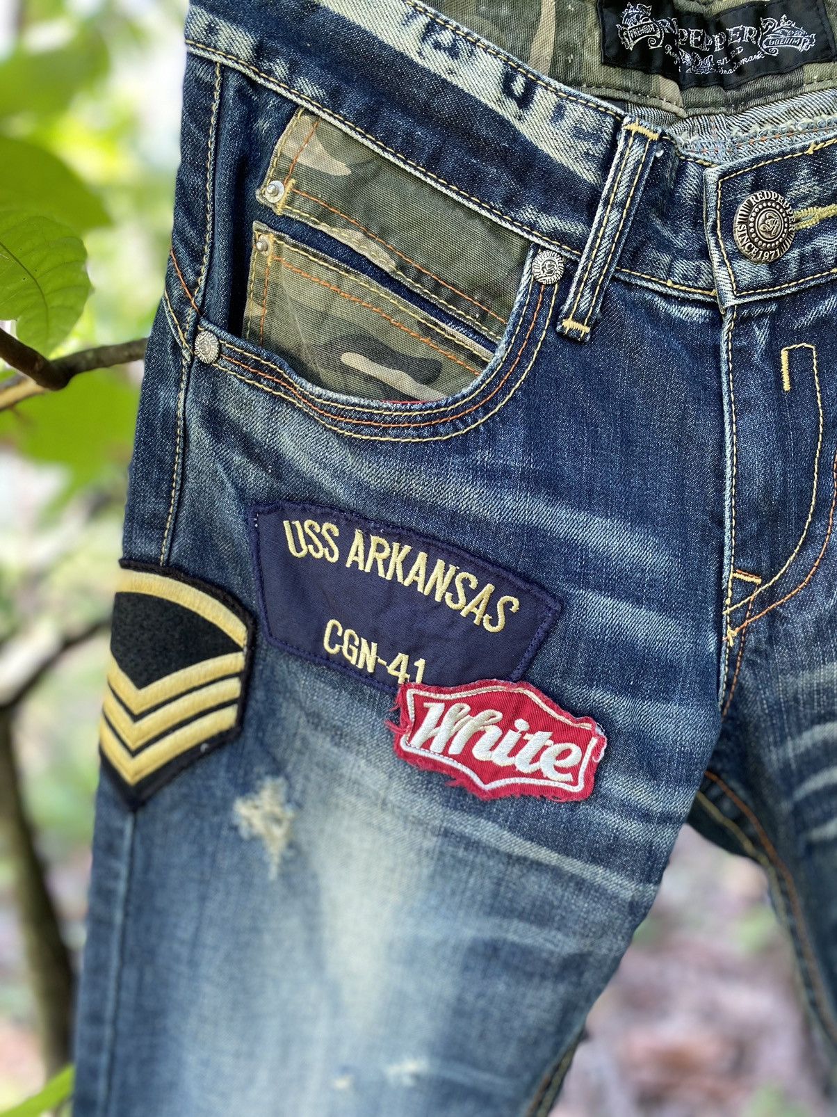 Japanese Brand Japanese Jeans Red Pepper & Denim Patchwork Military US Army Size US 32 / EU 48 - 4 Thumbnail