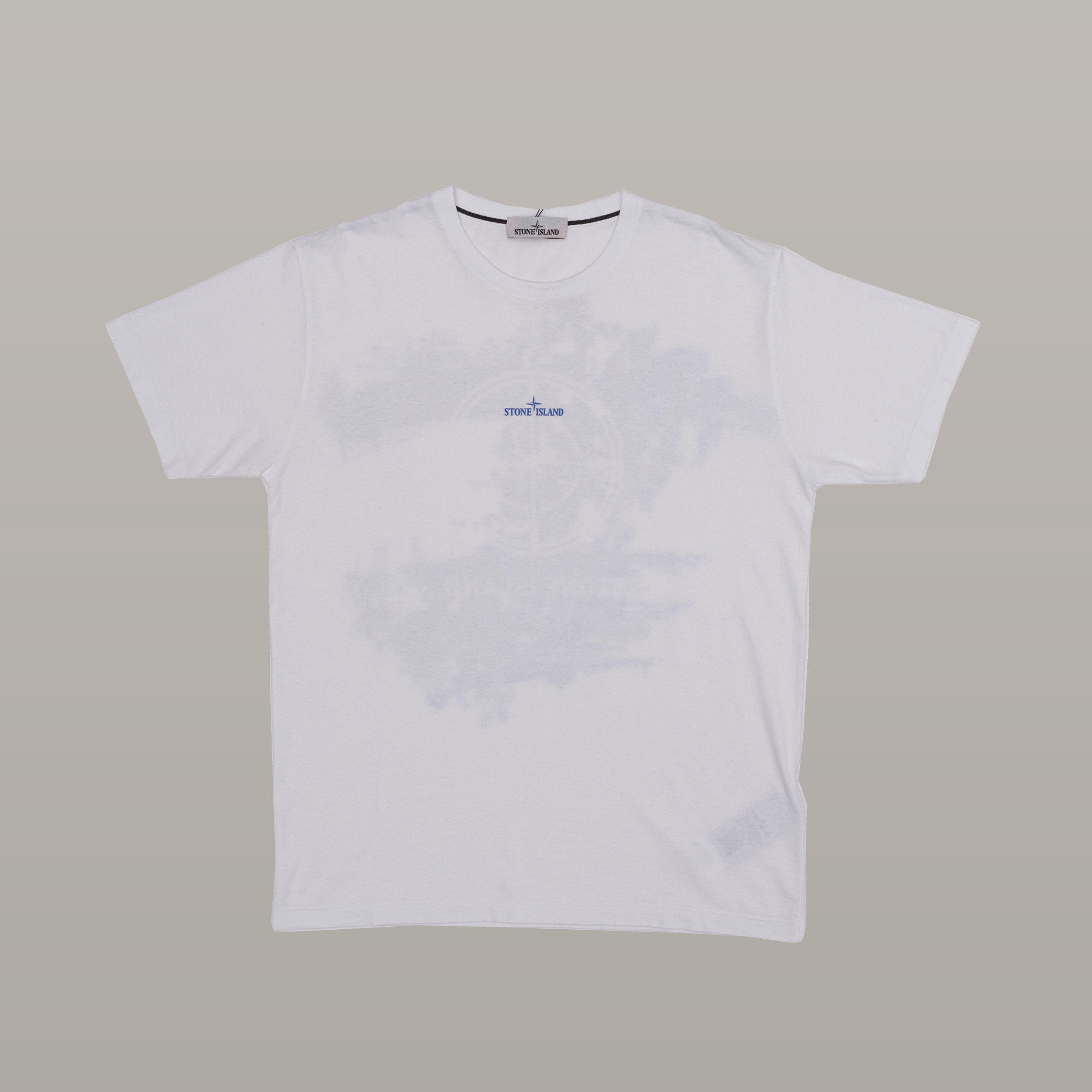 image of Stone Island Abstract Compass Print T-Shirt in White, Men's (Size XL)