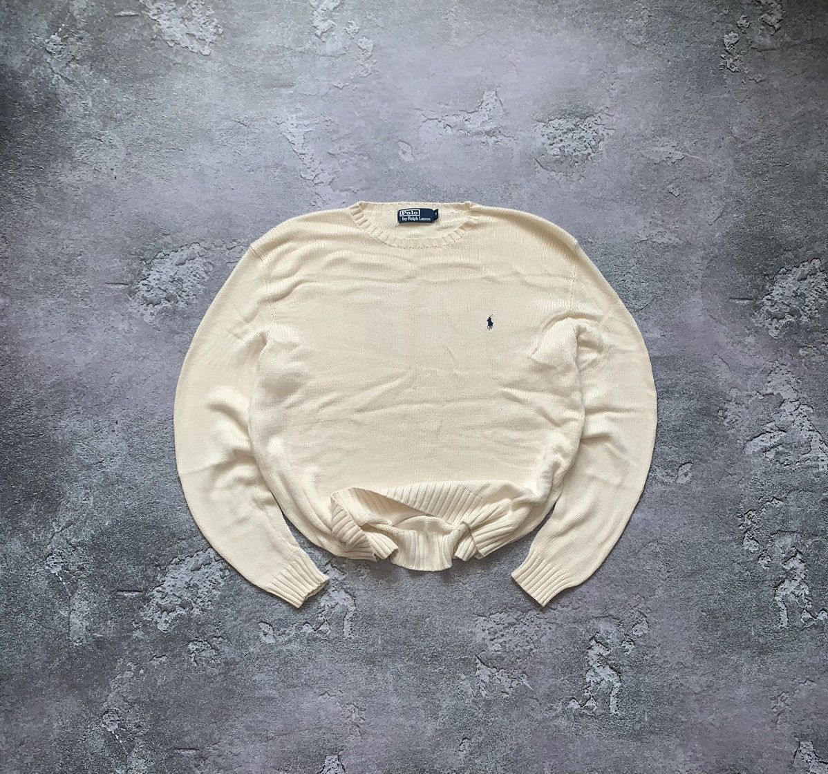 Vintage sweater knit beige rl polo Ralph Lauren y2k 90’s L
