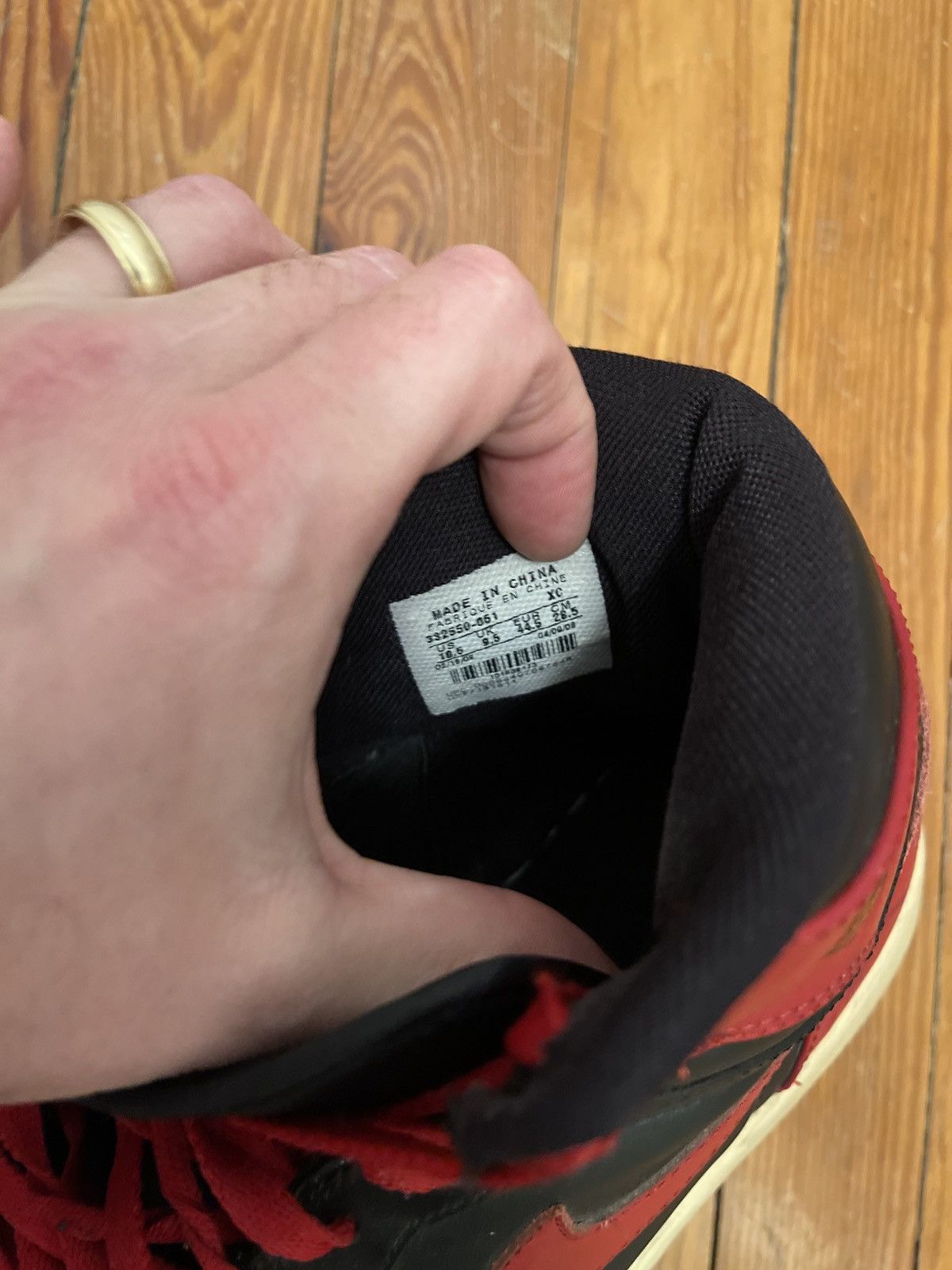Jordan Brand Air Jordan 1 2009 Bred Retro Size US 10.5 / EU 43-44 - 9 Thumbnail