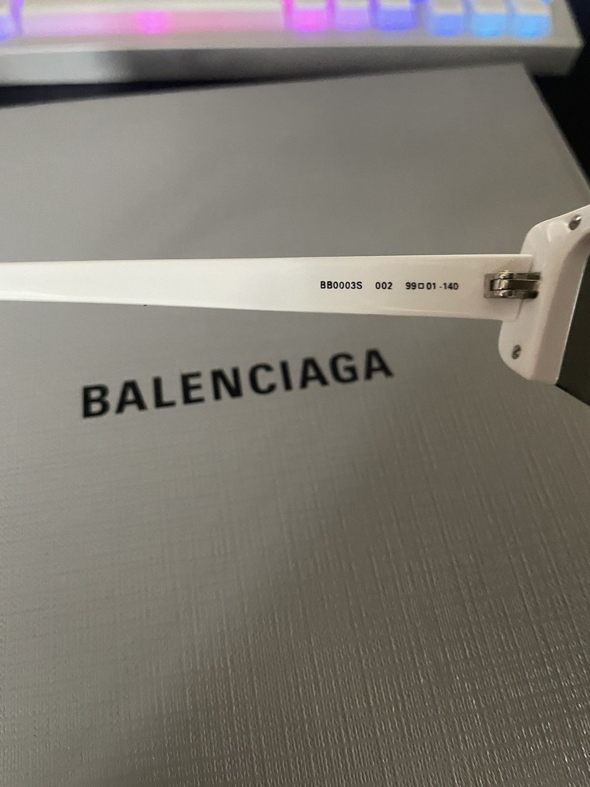 Balenciaga SKI RECTANGLE SUNGLASSES IN WHITE/SILVER Size ONE SIZE - 5 Thumbnail