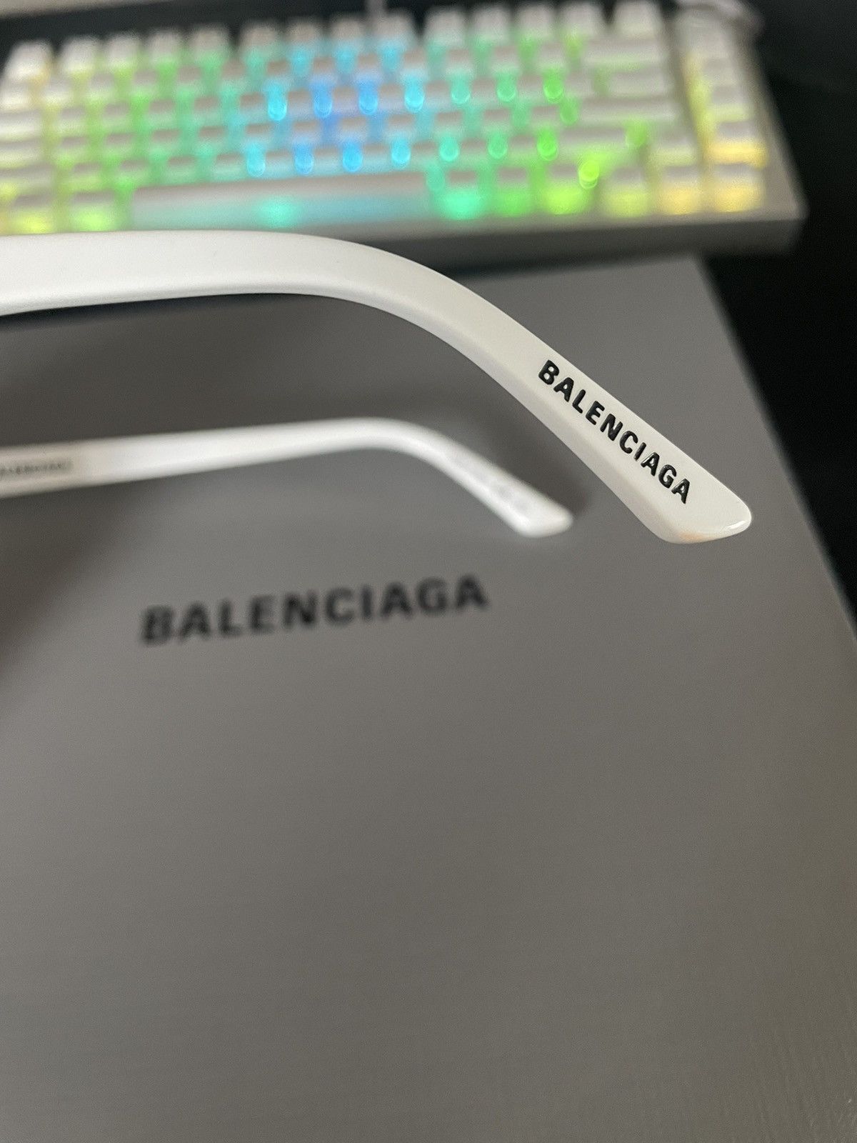 Balenciaga SKI RECTANGLE SUNGLASSES IN WHITE/SILVER Size ONE SIZE - 4 Thumbnail