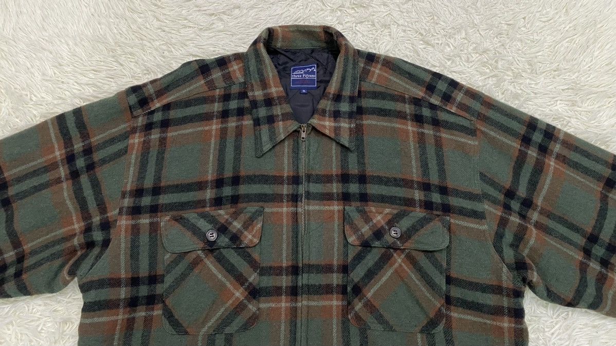 Flannel × Japanese Brand Three Pigeon Plaid Flannel Quilted Zipper Jacket Size US XL / EU 56 / 4 - 4 Thumbnail