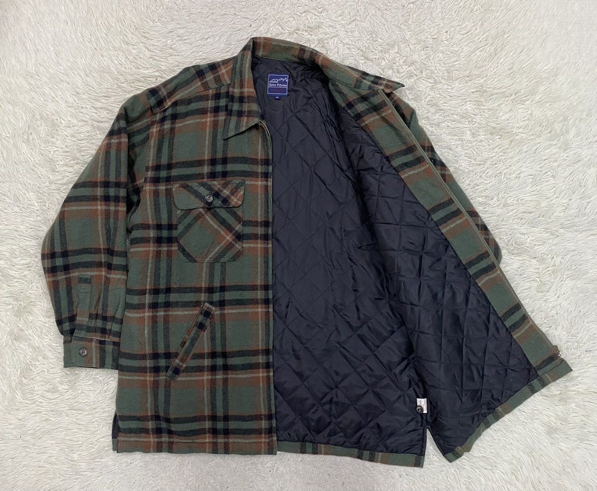 Flannel × Japanese Brand Three Pigeon Plaid Flannel Quilted Zipper Jacket Size US XL / EU 56 / 4 - 8 Thumbnail