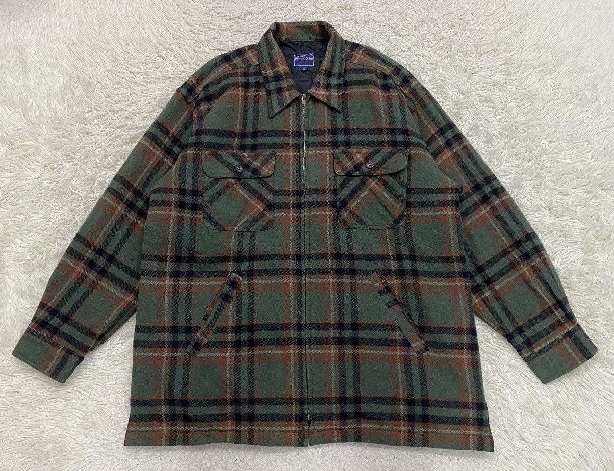 Flannel × Japanese Brand Three Pigeon Plaid Flannel Quilted Zipper Jacket Size US XL / EU 56 / 4 - 1 Thumbnail