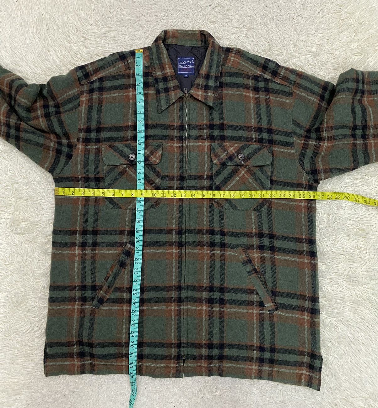 Flannel × Japanese Brand Three Pigeon Plaid Flannel Quilted Zipper Jacket Size US XL / EU 56 / 4 - 14 Thumbnail