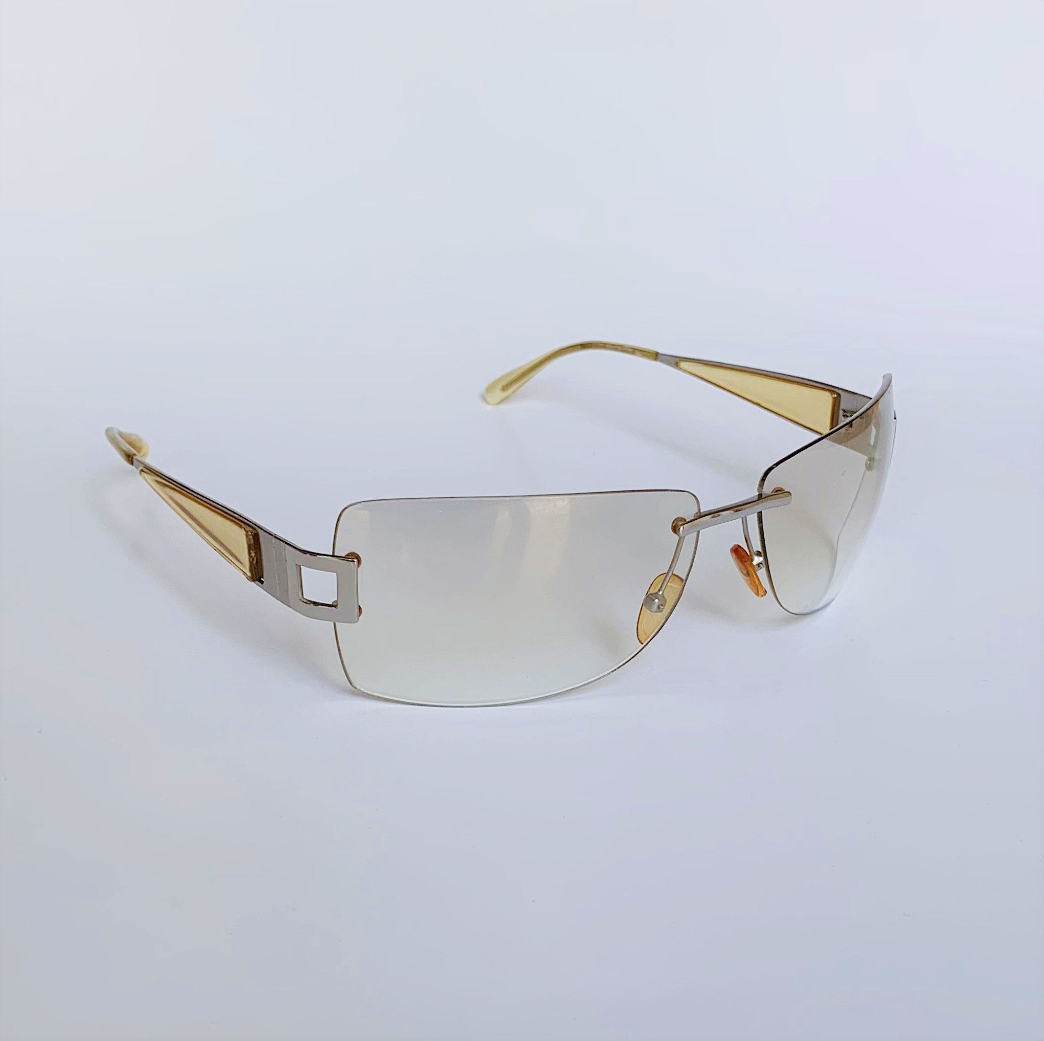 DE VALENTINI Vintage Rectangle Sunglasses Clear Mirrored 00