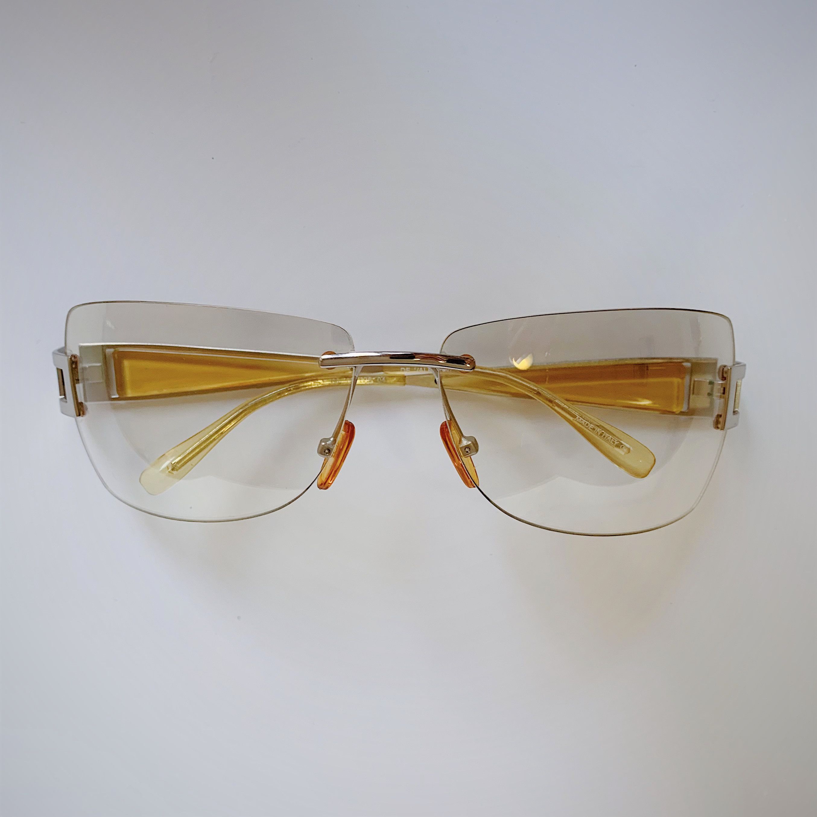 DE VALENTINI Vintage Rectangle Sunglasses Clear Mirrored 00
