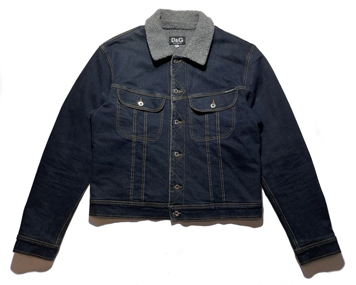 image of Dolce Gabbana x Vintage Dolce & Gabbana Sherpa Denim Jacket in Navy, Men's (Size 2XL)