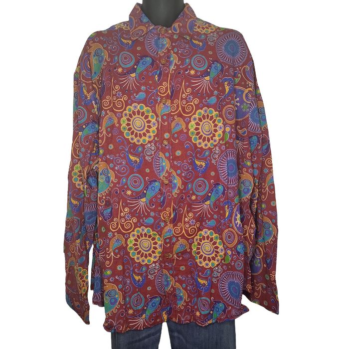 Designer Crossroads Multicolor Big And Tall Long Sleeve Sz 8 XL Shirt ...