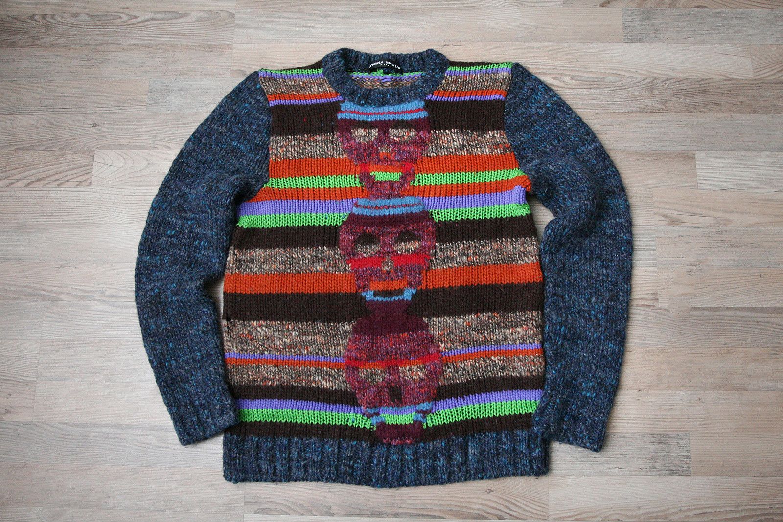 Frankie Morello Milan Multi Color Skull Pattern Sweater