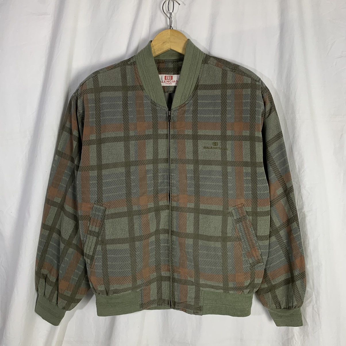 Balenciaga Vintage Balenciaga Paris Plaid Bomber Jacket Size US L / EU 52-54 / 3 - 1 Thumbnail