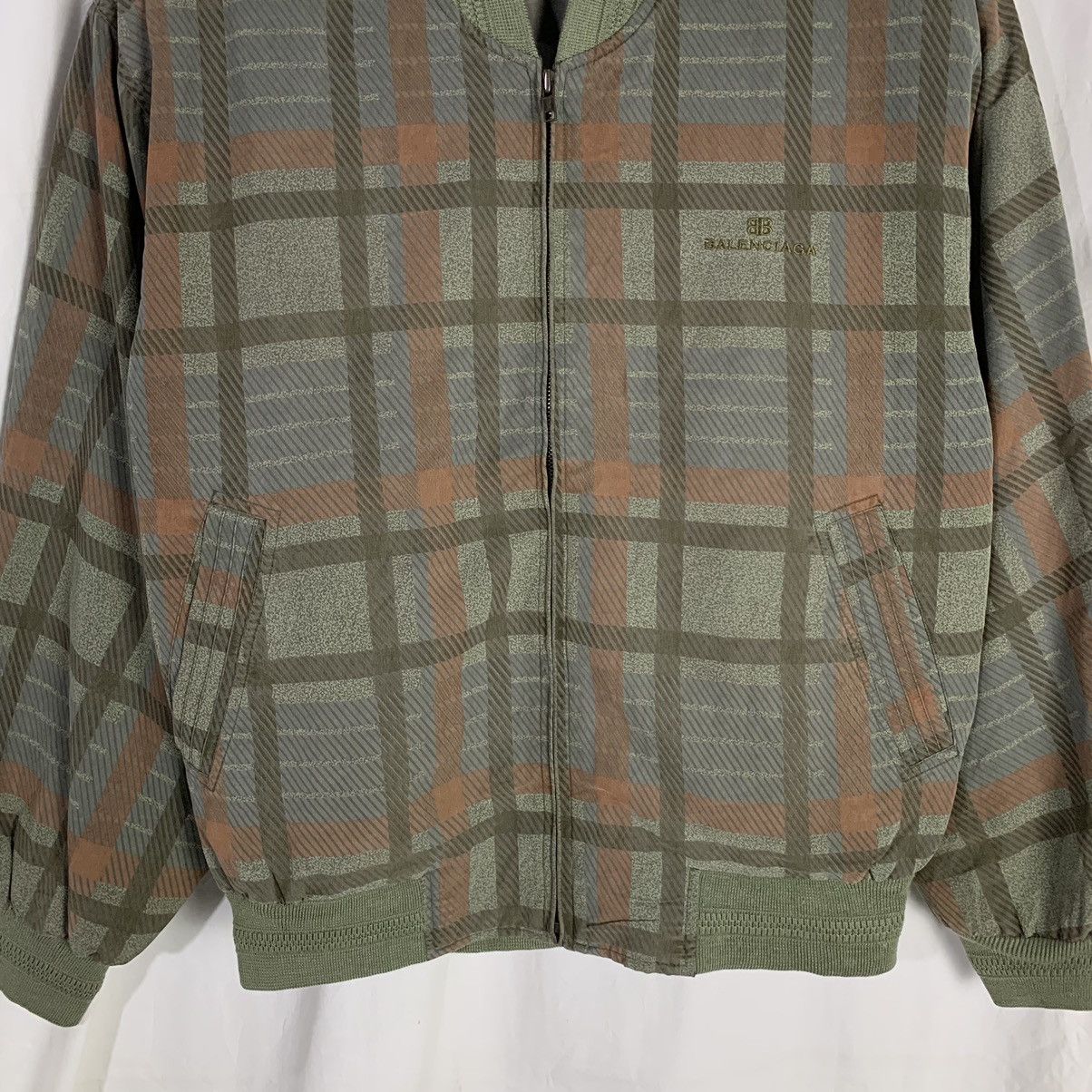 Balenciaga Vintage Balenciaga Paris Plaid Bomber Jacket Size US L / EU 52-54 / 3 - 2 Thumbnail