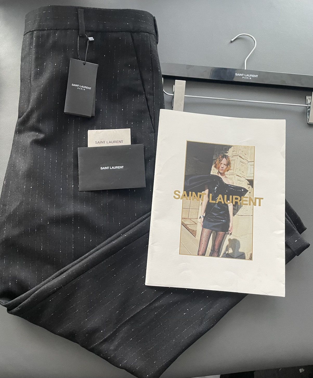 Hedi Slimane × Saint Laurent Paris × Yves Saint Laurent Limited Rare BrandNEW Super Runway Iconic Striped Wool Pant Size US 32 / EU 48 - 15 Thumbnail