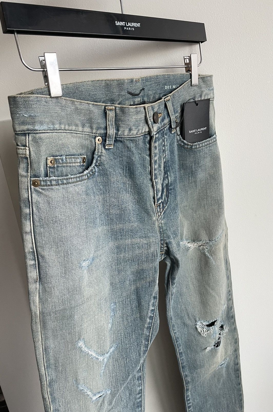 Hedi Slimane × Saint Laurent Paris × Yves Saint Laurent Extremely Rare Brand NEW SS16 Hedi Slimane Crash Trash Denim Size US 29 - 18 Thumbnail