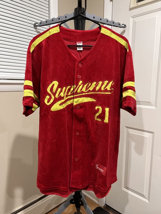 Supreme Supreme FW20 Velour Baseball Jersey Red | Grailed