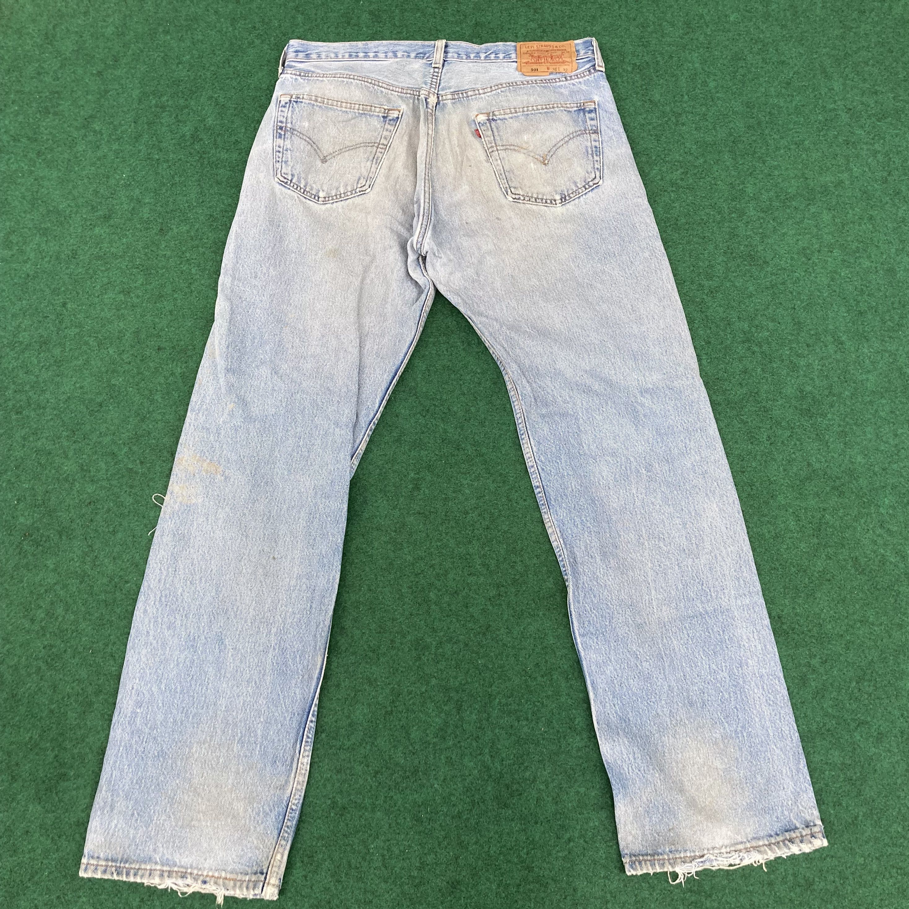 Levi's × Vintage Vtg Levis 501 Distressed Ripped Light Wash Punk Grunge Jeans Size US 34 / EU 50 - 13 Thumbnail