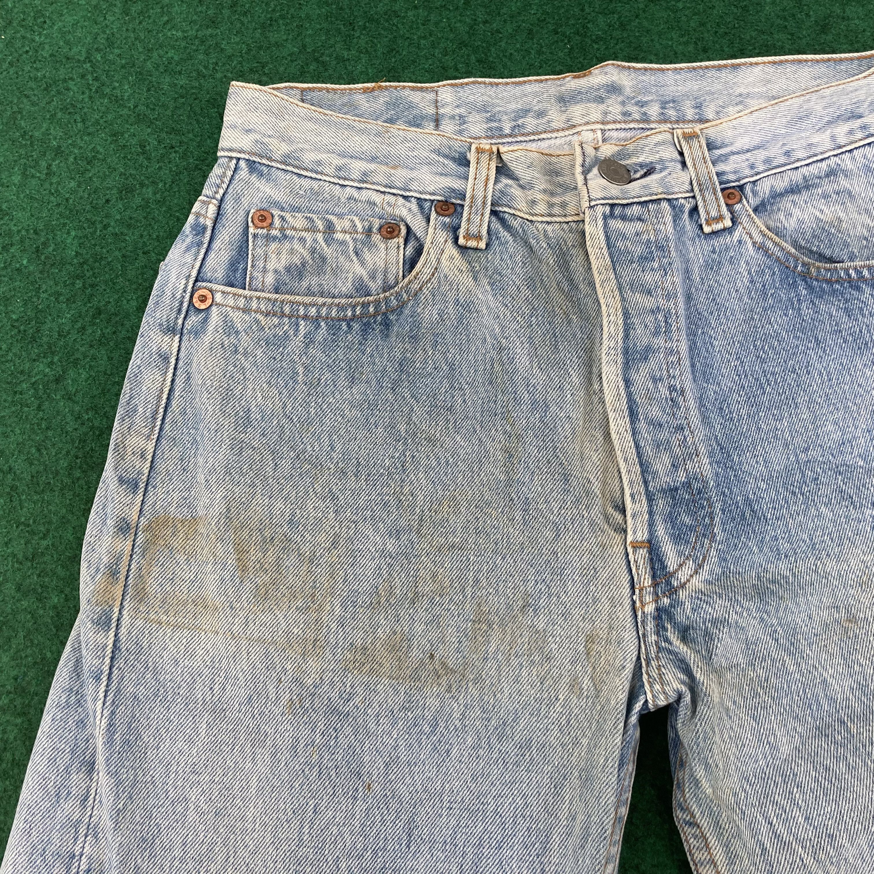 Levi's × Vintage Vtg Levis 501xx Distressed Ripped Light Wash Grunge Jeans Size US 28 / EU 44 - 3 Thumbnail
