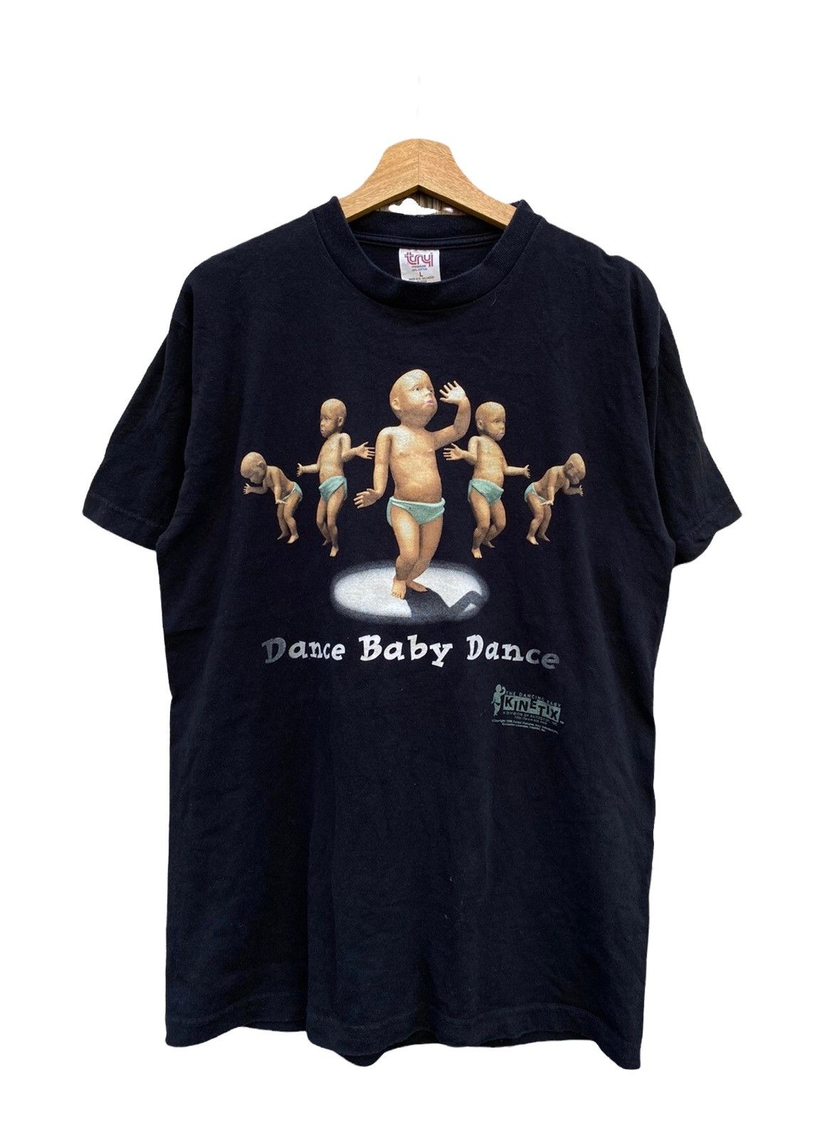 image of Hype x Vintage 90's Dance Baby Dance Kinetix T-Shirt in Black, Men's (Size XL)