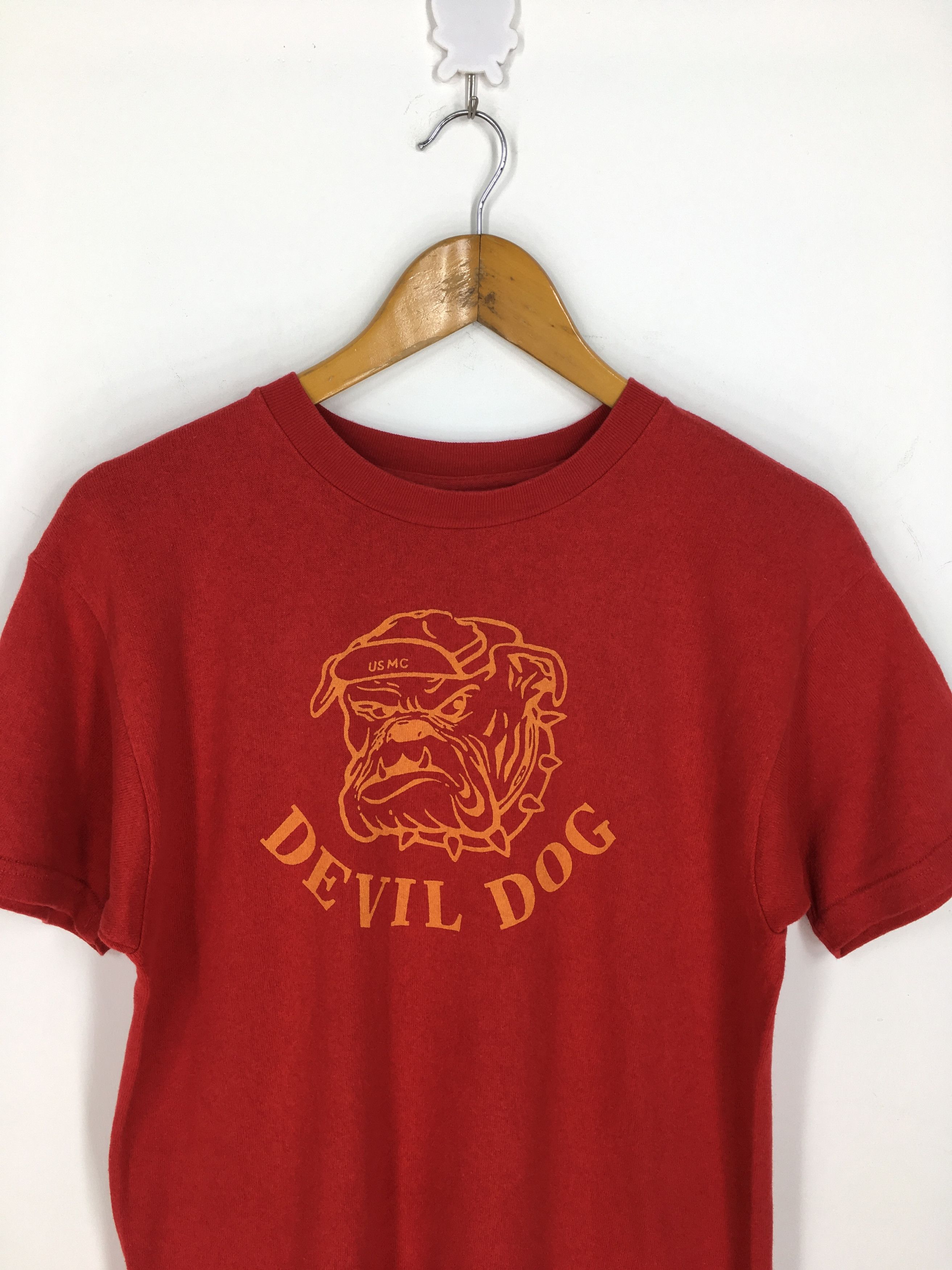 Vintage Real Mccoys Japan Devil Dog Usmc Red Tshirt Medium