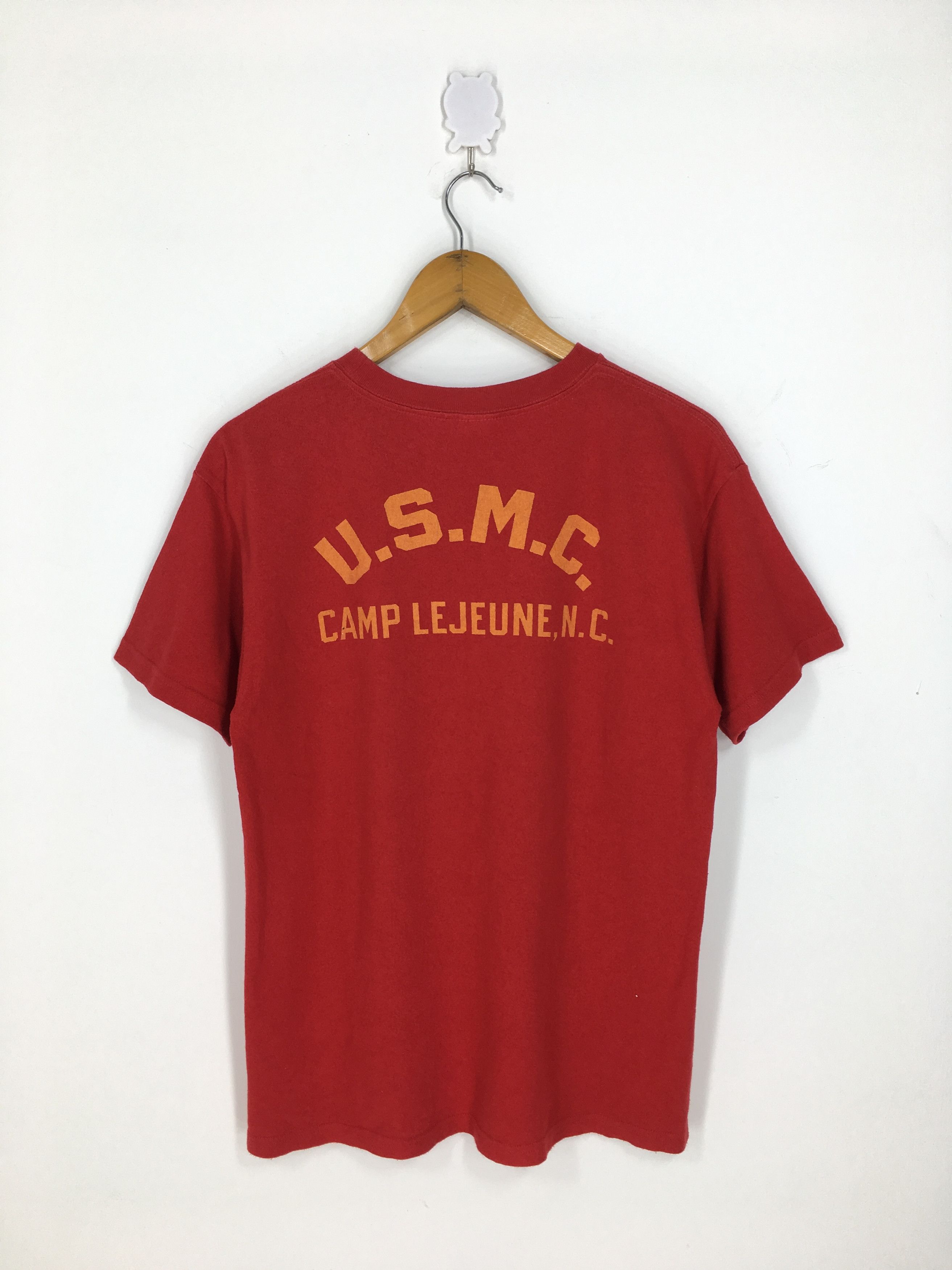 Vintage Real Mccoys Japan Devil Dog Usmc Red Tshirt Medium